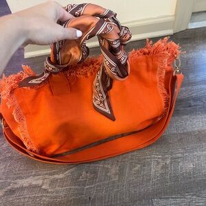 Orange Fringe Scarf Bag